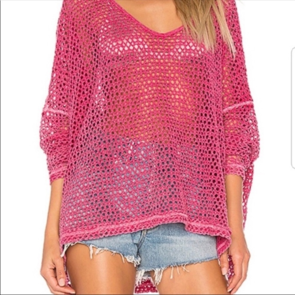 We The Free Napa Tee In Pink Free People Knit Sweater Oversized Drop Shoulder